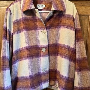 Molly Bracken Purple and Tan Plaid Coat